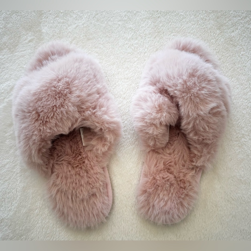 Baby Pink Fuzzy Slippers